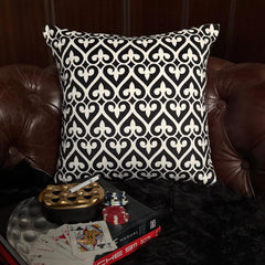 Black & White Velvet Throw Pillow Cover - Classic Fleur De Lis
