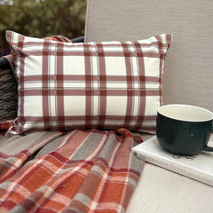 Red & White Velvet Lumbar Pillow Cover - Comfort Plaid Red