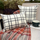 Vintage Plaid Gray Throw Pillow Cover