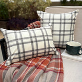Comfort Plaid Gray Lumbar Pillow Cover