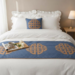 Denim Love - Cotton Blue Decorative Bed Runner and Pillow Cover