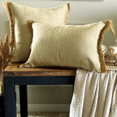 Jute Fringe - Beige Jute Throw Pillow Cover