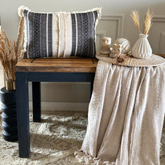 Casbah Charm - Black Jacquard Lumbar Pillow Cover