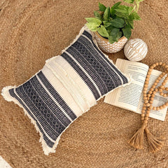 Casbah Charm - Black Jacquard Lumbar Pillow Cover