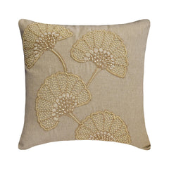 Beige Linen Blend Throw Pillow Cover - Pearl Gingko