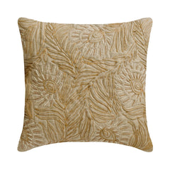 Beige Linen Blend Throw Pillow Cover - Peacock Plume