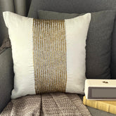 Gold Gleam - Ivory Art Silk Throw Pillow Cover