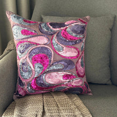Royal Obsession - Pink & Purple Art Silk Decorative Euro Sham