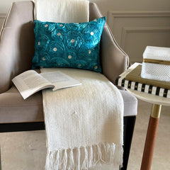Aquamarine Roses - Art Silk Turquoise Decorative Lumbar Pillow Cover