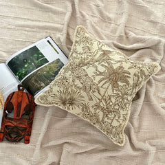 Gold & Beige Jacquard Throw Pillow Cover - Savanna Reverie