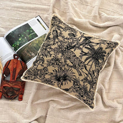 Black & Beige Jacquard Throw Pillow Cover - Savannah Sketch