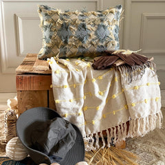 Gray & Beige Jacquard Lumbar Pillow Cover - Nomad Diamonds
