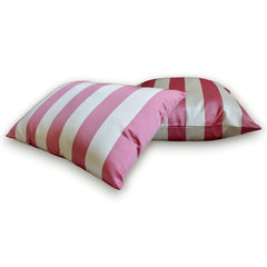 Pink Satin Lumbar Pillow Cover Pack of 2 - Pink Stripe Delight