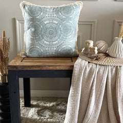 Dilara - Green Linen Throw Pillow Cover