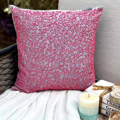 Pink Rush - Pink Cotton Linen Decorative Euro Sham