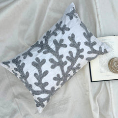 Silver Corals - Art Silk White Decorative Lumbar Pillow Cover