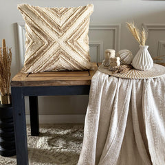 Jutee Love - Beige Linen Throw Pillow Cover