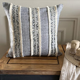 Moroccan Daze - Blue Jacquard Throw Pillow Cover