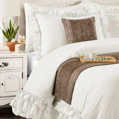 Bourbon Bliss - Velvet Brown Decorative Bed Runner and Pillow Cover