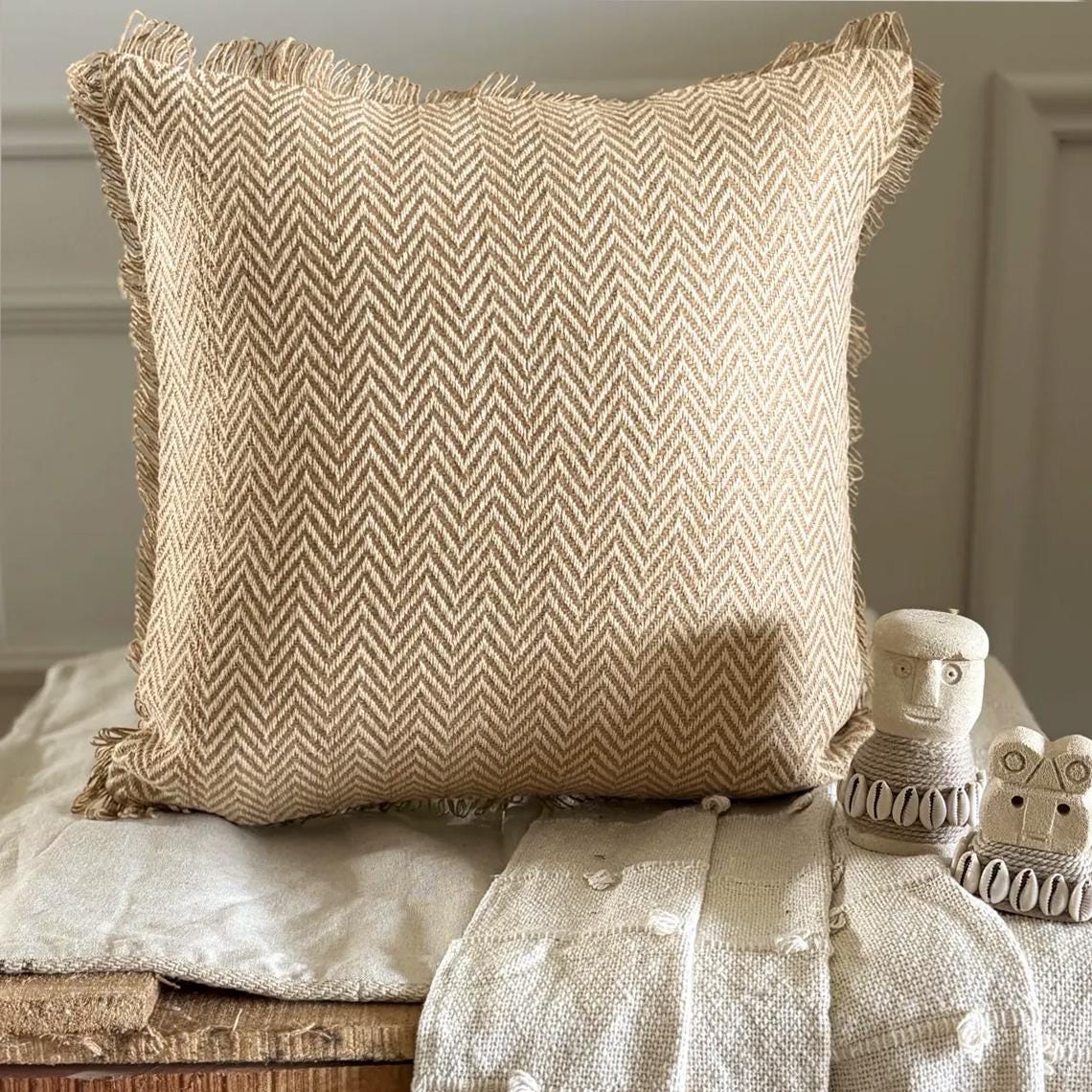 Jute Classic Throw Pillow Cover
