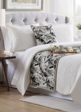 Grey Angular Decorative Bed Runner and Pillow Cover