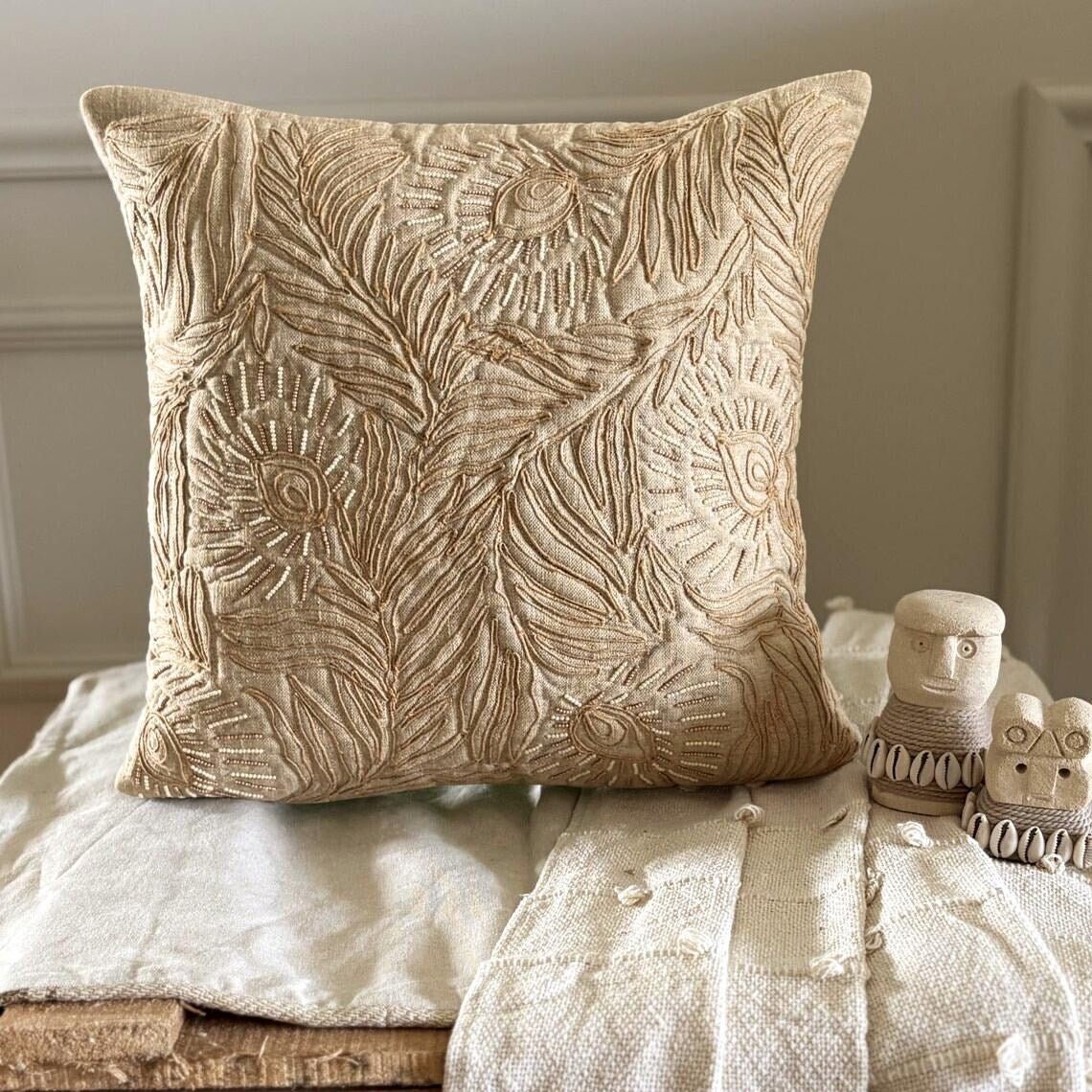 Peacock Plume Throw Pillow Cover