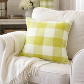 Chartreuse Plaid - Chartreuse Buffalo Checks Throw Pillow Cover