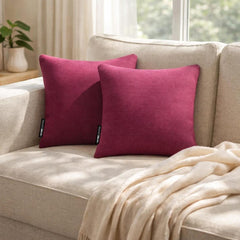 Set of 2 Magenta Linen Throw / Lumbar Pillow Cover - Magenta Linen