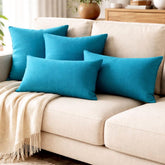 Turquoise Linen Throw Pillow Cover