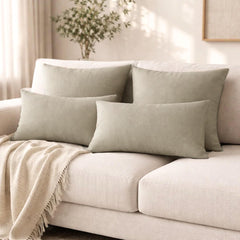 Set of 2 Fawn Gray Linen Throw / Lumbar Pillow Cover - Fawn Gray Linen