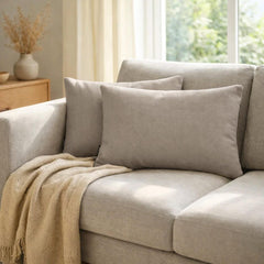 Set of 2 Fawn Gray Linen Throw / Lumbar Pillow Cover - Fawn Gray Linen