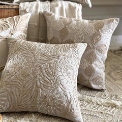 Jute Curl - Beige Linen Throw Pillow Cover