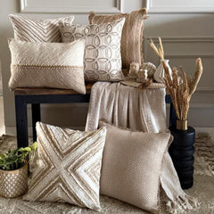 Jutee Love - Beige Linen Throw Pillow Cover