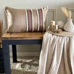 Ayat - Beige Linen Blend Lumbar Pillow Cover