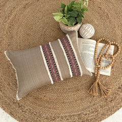 Ayat - Beige Linen Blend Lumbar Pillow Cover