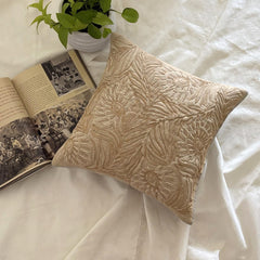 Beige Linen Blend Throw Pillow Cover - Peacock Plume