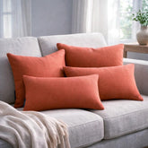 Coral Orange Linen Throw Pillow Cover