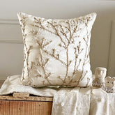 Jute Willow - Ivory Art Silk Throw Pillow Cover