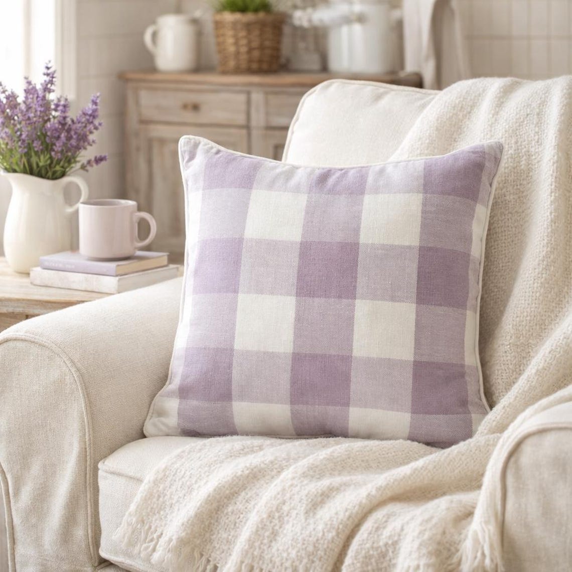Lavender Plaid Decorative Euro Sham