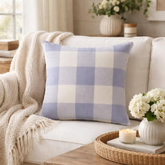 Lilac Plaid - Lavender Cotton Decorative Euro Sham