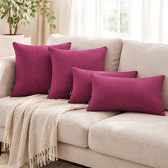 Magenta Linen Throw Pillow Cover