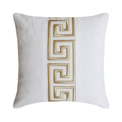 Ivory White Linen Throw Pillow Cover - Imperial Maze