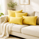 Yellow Linen Throw Pillow Cover