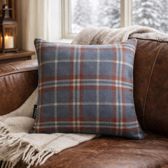 Plaidscape Blue - Blue Velvet Winter Plaid Throw Pillow Cover