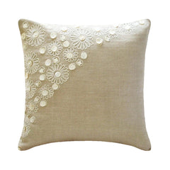 Elegance - Natural Beige Cotton Linen Throw Pillow Cover