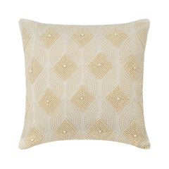Victoria Pearls - Ivory Cotton Linen Throw Pillow Cover