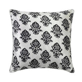 Classic Black Damask - White Velvet Throw Pillow Cover
