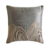 Silver Jute - Silver Art Silk Throw Pillow Cover