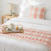 Buffalo Plaid Peach Decorative Bed Runner and Pillow Cover