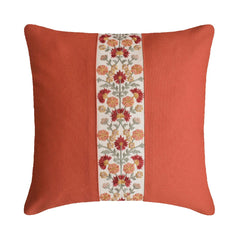 Coral Orange Linen Throw Pillow Cover - Coral Blossom